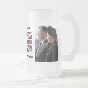 Margaret Thatcher & Ronald Reagan Frosted Glass Beer Mug