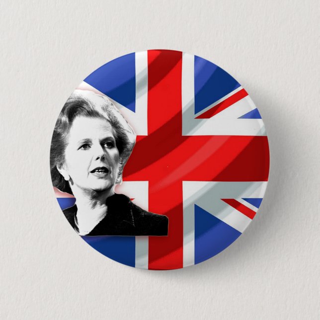 Margaret Thatcher Union Jack 6 Cm Round Badge (Front)