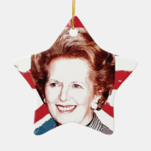 MARGARET THATCHER UNION JACK CERAMIC TREE DECORATION