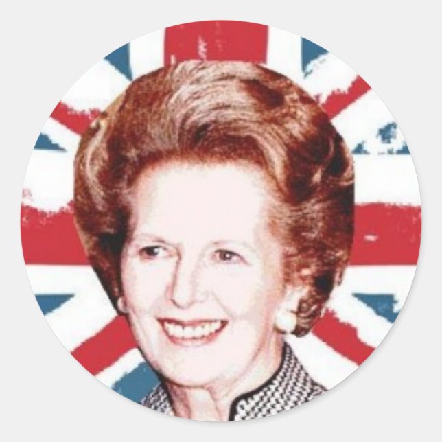 MARGARET THATCHER UNION JACK CLASSIC ROUND STICKER (Front)