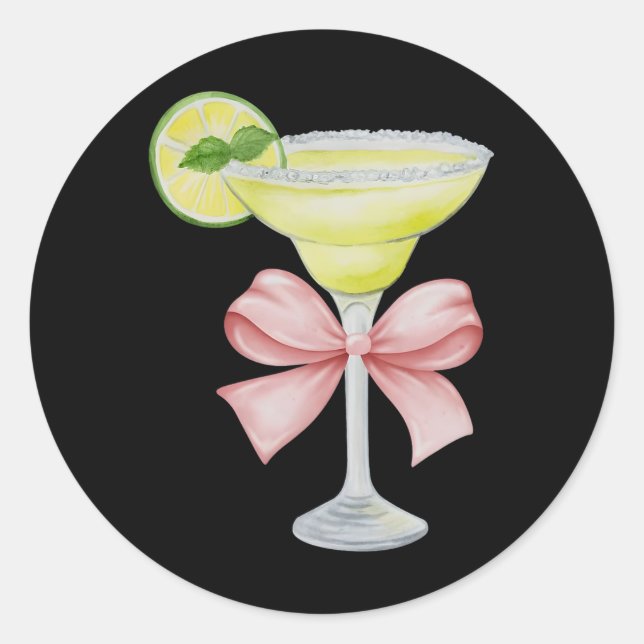 Margarita And Bow Coquette Cinco De Mayo  Classic Round Sticker (Front)