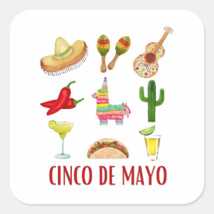 Margarita And Bow Coquette Cinco De Mayo  Square Sticker