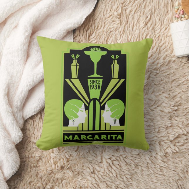  Margarita Art Deco Cocktail Cushion (Blanket)
