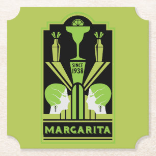  Margarita Art Deco Cocktail Paper Coaster