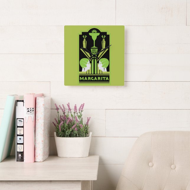  Margarita Art Deco Cocktail Square Wall Clock (Reading Room)