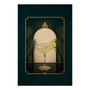 Margarita Art Deco Poster   Bar Art