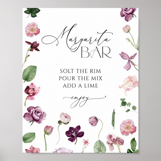 Margarita Bar Floral Bridal Shower Poster (Front)
