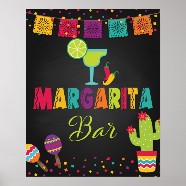 Margarita Bar Sign - Black Background (Front)
