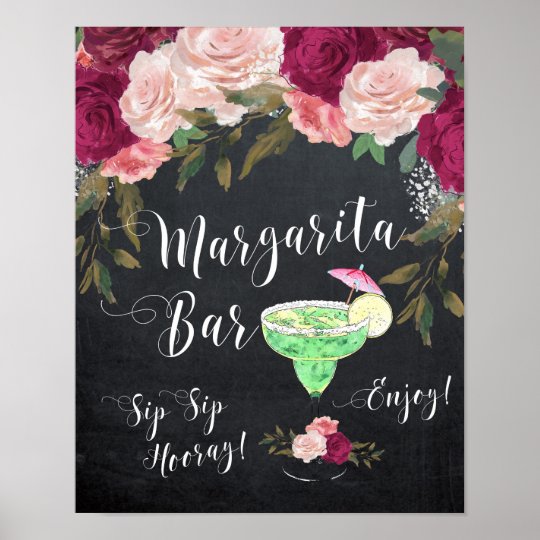 Margarita bar sign wedding poster chalkboard Zazzle.co.uk
