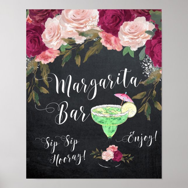 Margarita bar sign wedding poster chalkboard (Front)