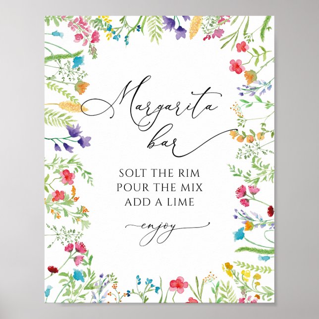 Margarita Bar Wildflower Bridal Shower Poster (Front)