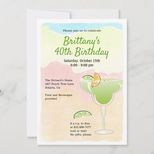 Margarita Birthday Party Invitation (Front)