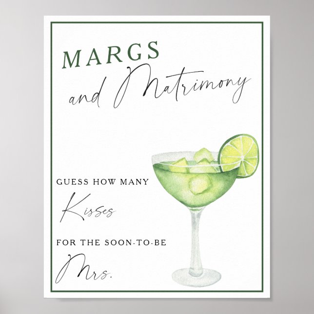 Margarita Bridal shower How many kisses Poster (Front)