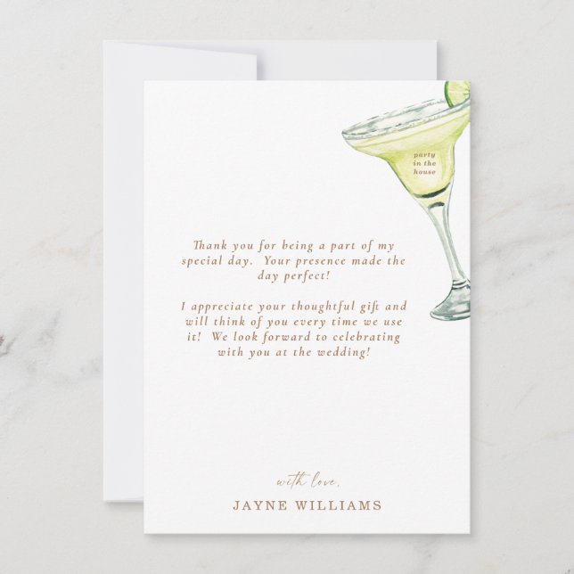 Margarita Bridal Shower Message Thank You Invitation (Front)