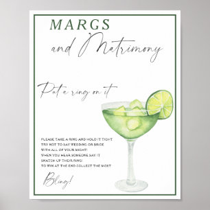 Margarita bridal shower Put a ring on it game Poster