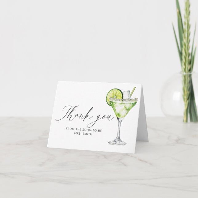 Margarita Bridal Shower Thank You  Card (Front)