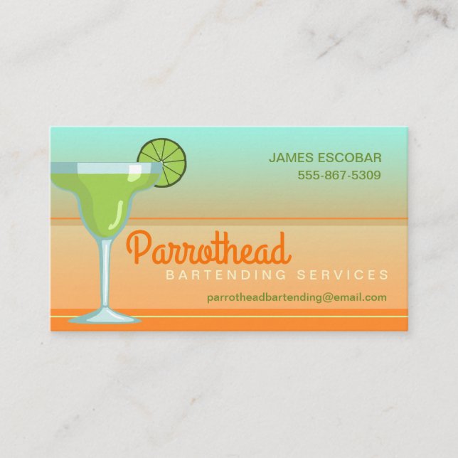 Margarita Cocktail Lime/Orange/Aqua Business Card (Front)