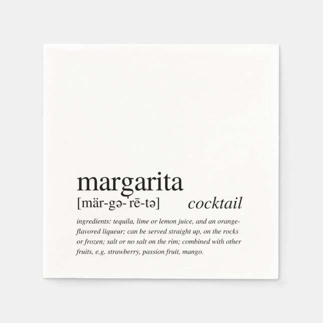 Margarita Cocktail Modern Quote Black Typography Napkin (Front)