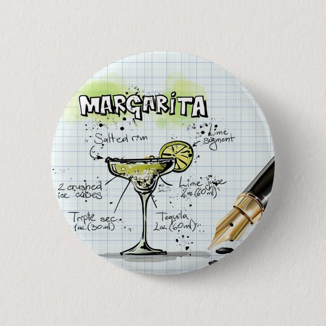 Margarita Cocktail Recipe 6 Cm Round Badge (Front)