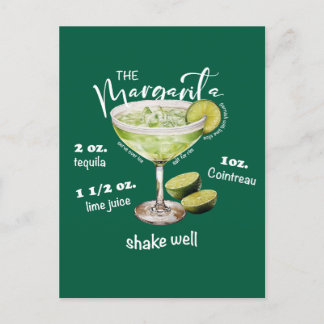 Margarita Cocktail Recipe Bar Art Postcard