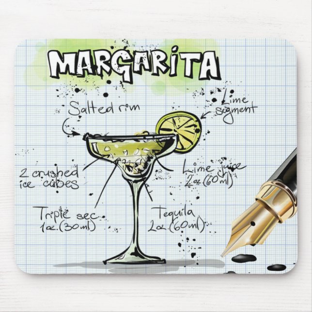 Margarita Cocktail Recipe Mouse Mat (Front)