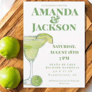 Margarita Cocktail Watercolor Engagement Party Invitation