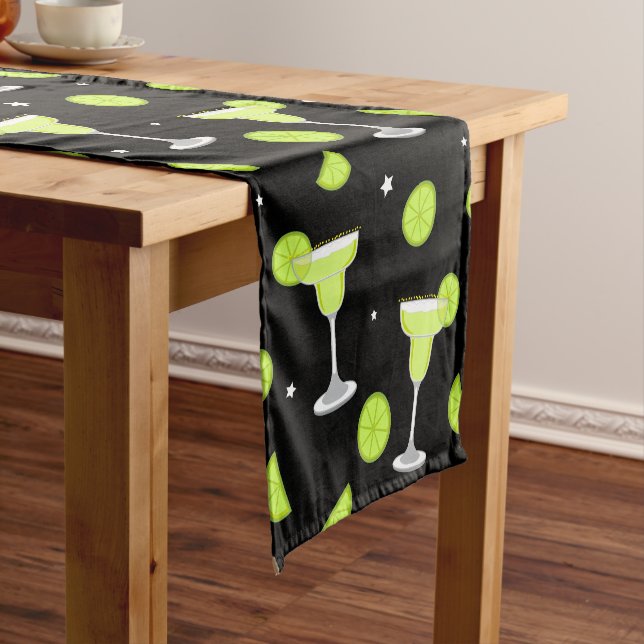 Margarita Cocktails and Lime Green Black Short Table Runner (In Situ)