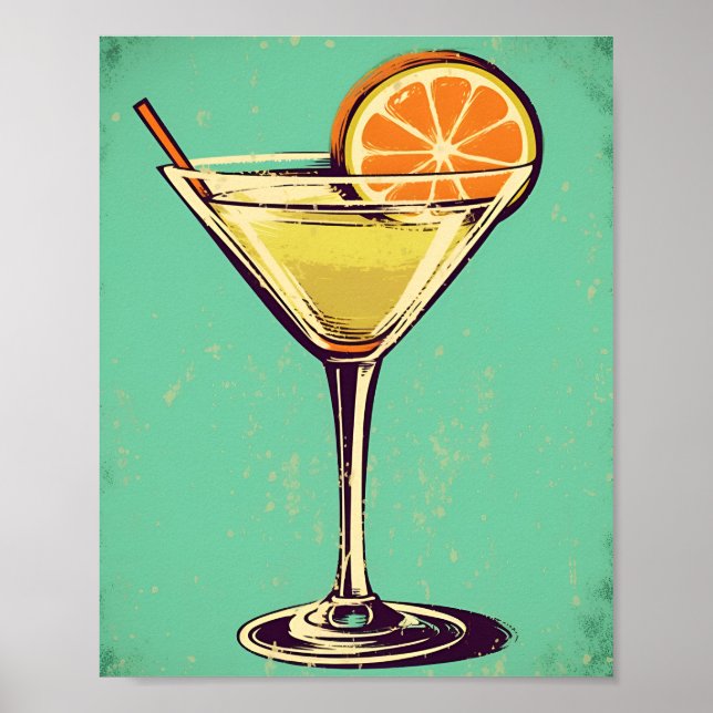 Margarita coctail, retro, soft postel colour. poster (Front)