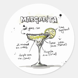 Margarita Drink Recipe Design Classic Round Sticker