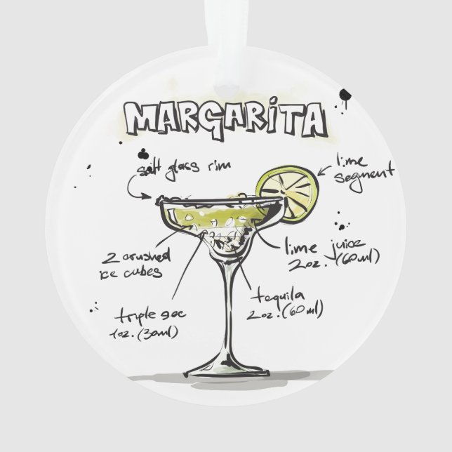 Margarita Drink Recipe Design Ornament (Back)