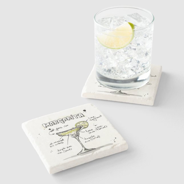 Margarita Drink Recipe Design Stone Coaster (Side)