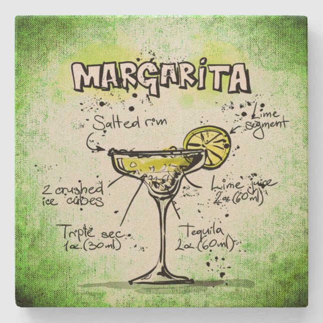 Margarita Drink Recipe Stone Coaster (Front)