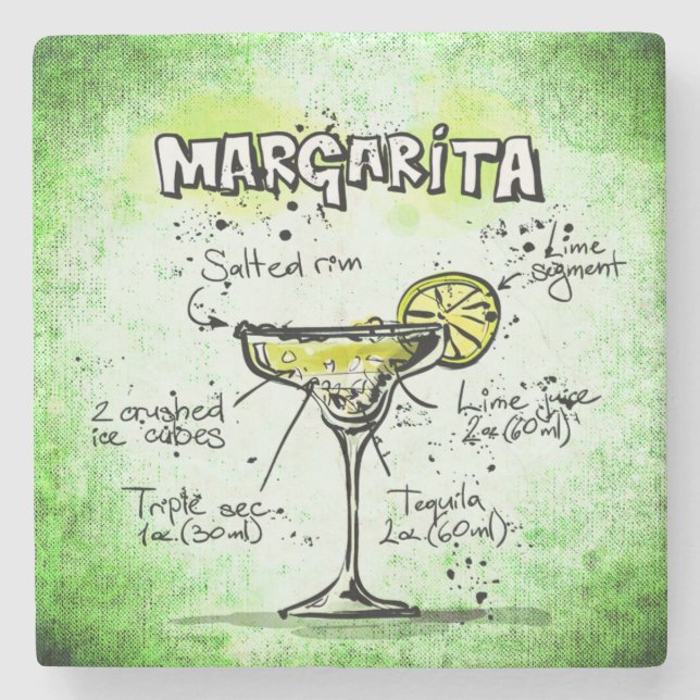 Margarita Drink Recipe Stone Coaster (Front)