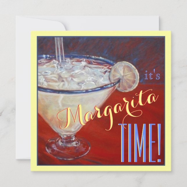 Margarita drink red blue yellow bachelorette invitation (Front)