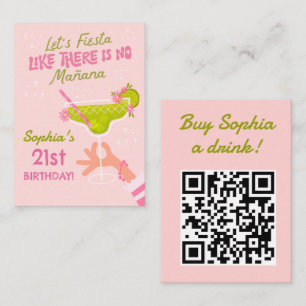 Margarita Fiesta Birthday Buy A Drink QR code Enclosure Card