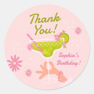 Margarita Fiesta Birthday Party Thank You Card Classic Round Sticker