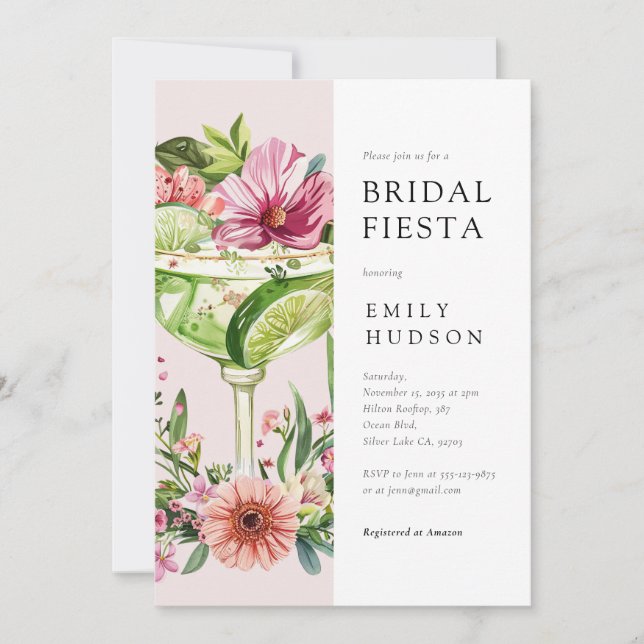 Margarita Fiesta Floral Bridal Shower Invitation (Front)