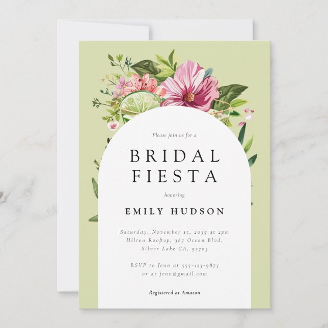 Margarita Fiesta Floral Bridal Shower Invitation (Front)