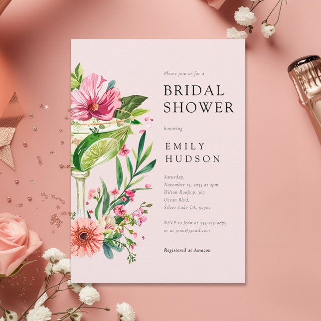 Margarita Fiesta Floral Bridal Shower Invitation (Creator Uploaded)