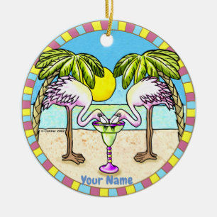 Margarita Flamingo Ceramic Tree Decoration