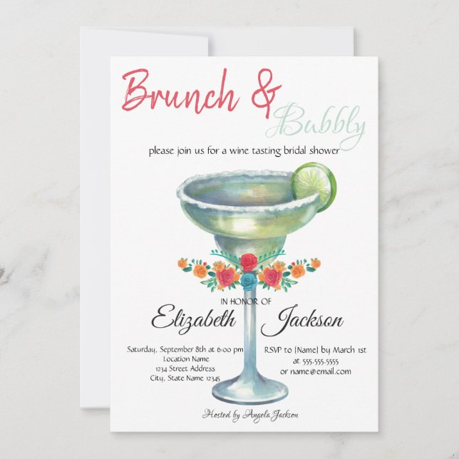 Margarita Flowers Mexican Bridal Shower Invitation (Front)