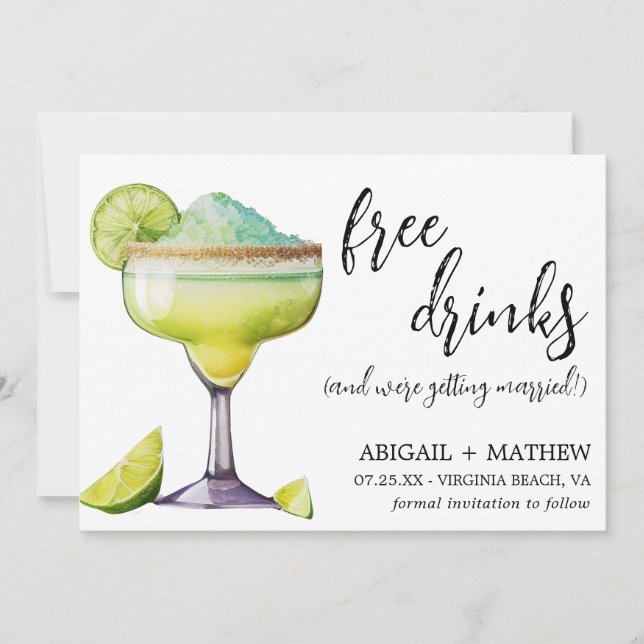 Margarita Funny Drink Trendy Modern Photo Wedding Save The Date (Front)