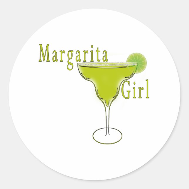 Margarita Girl Postcard Classic Round Sticker (Front)