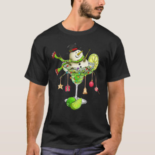 Margarita Glass & Snowman With Light Bulbs Cocktai T-Shirt