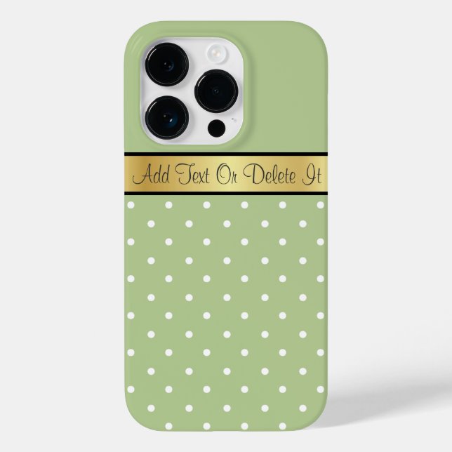 Margarita Green White Polka Dots, Gold Ribbon Name Case-Mate iPhone Case (Back)