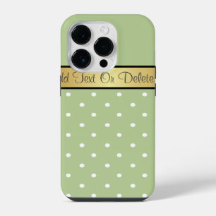 Margarita Green White Polka Dots, Gold Ribbon Name iPhone 14 Pro Case