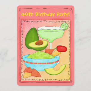 Margarita Guacamole 40th Birthday Party Invitation