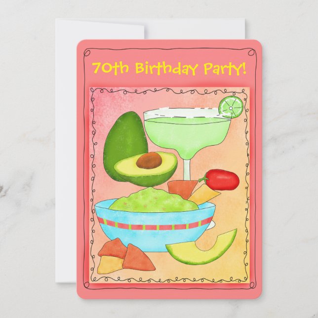 Margarita Guacamole 70th Birthday Party Invitation (Front)