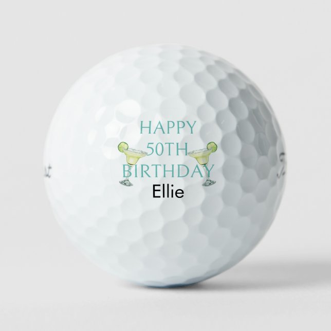 Margarita Happy 50th Birthday Titleist Pro V1 Golf Balls (Front)