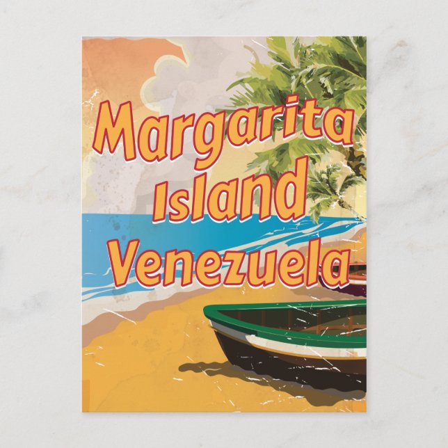 Margarita Island Vintage travel poster print Postcard (Front)